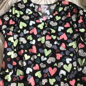 Heart pattern scrub top